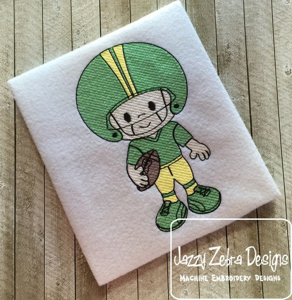 Football player sketch machine embroidery design