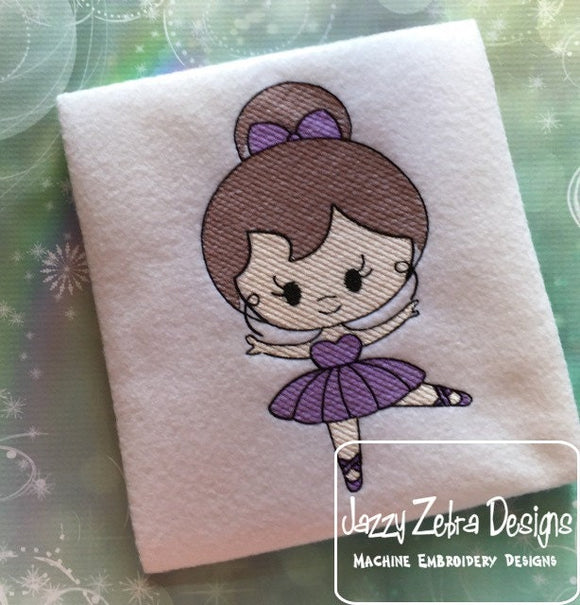 Girl Ballerina sketch machine embroidery design