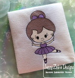 Girl Ballerina sketch machine embroidery design