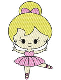 Girl Ballerina sketch machine embroidery design