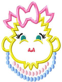 Girl Blowfish appliqué machine embroidery design