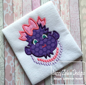 Girl Blowfish appliqué machine embroidery design