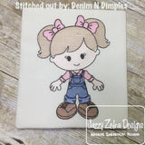 Farmer Girl Sketch Machine Embroidery Design