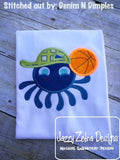 Octopus Basketball player appliqué machine embroidery design