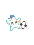 Starfish soccer player appliqué machine embroidery design