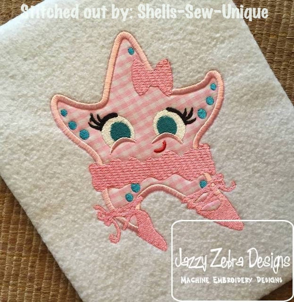 Starfish Ballerina appliqué machine embroidery design