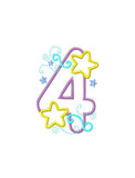 4th Birthday Stars Appliqué Machine Embroidery Design