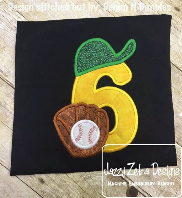 Baseball 6th Birthday Appliqué Machine Embroidery Design