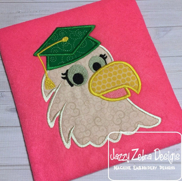 American Eagle girl wearing graduation cap appliqué machine embroidery design