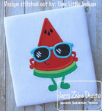 Watermelon slice wearing sunglasses appliqué machine embroidery design