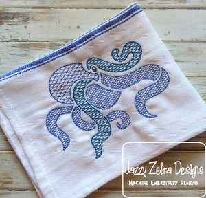Octopus motif filled machine embroidery design