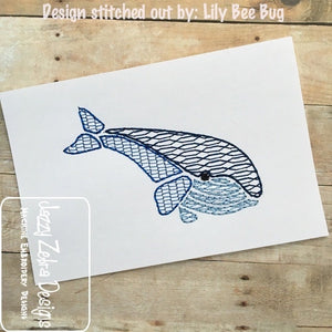 Whale motif filled machine embroidery design