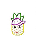Boy Pineapple wearing baseball hat appliqué machine embroidery design