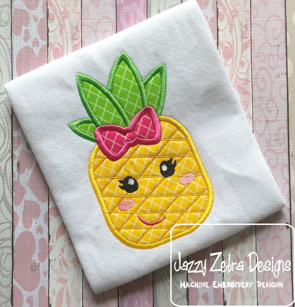 Girl Pineapple appliqué machine embroidery design