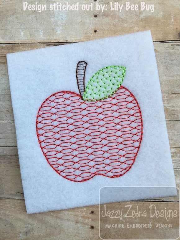 Apple motif filled machine embroidery design