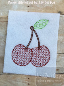 Cherries motif filled machine embroidery design