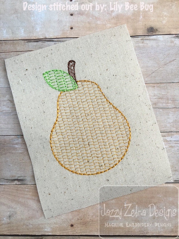 Pear motif filled machine embroidery design