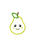 Pear with face appliqué machine embroidery design