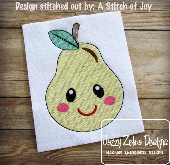 Pear with face sketch machine embroidery design