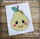 Pear with face sketch machine embroidery design