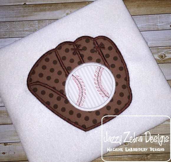 Baseball Glove and Ball appliqué machine embroidery design