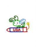 Grasshopper on Firework applique machine embroidery design