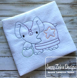 Circus Elephant vintage stitch machine embroidery design