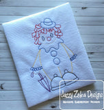 Circus Clown vintage stitch machine embroidery design