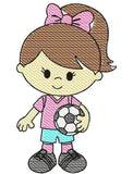 Girl Soccer Sketch Machine Embroidery Design