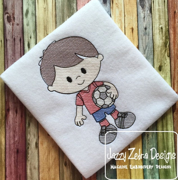 Boy Soccer Sketch Machine Embroidery Design