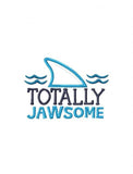 Totally Jawsome saying Shark fin applique machine embroidery design
