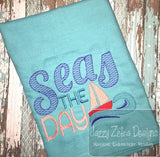 Seas the Day saying machine embroidery design