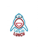 Lets Do Lunch saying Shark applique machine embroidery design