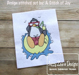 Penguin sketch machine embroidery design