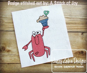 Beach Crab sketch machine embroidery design