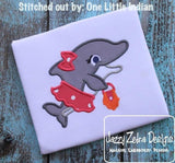 Girl Dolphin appliqué machine embroidery design