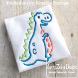 Dinosaur satin stitch machine embroidery design