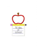 1st Day of School apple, notebook and pencil appliqué machine embroidery design