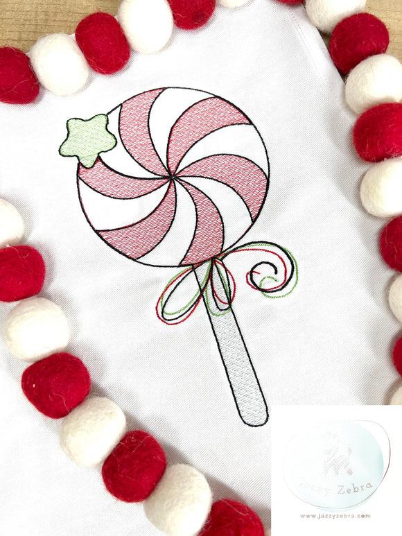 Christmas Peppermint sucker sketch machine embroidery design