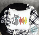 Retro Cat motif and sketch filled machine embroidery design