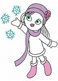 Winter snowflake Swirly girl sketch machine embroidery design
