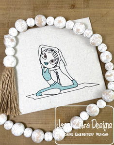 Yoga Swirly girl sketch machine embroidery design