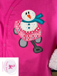 Wagon with snowman satin stitch applique machine embroidery design